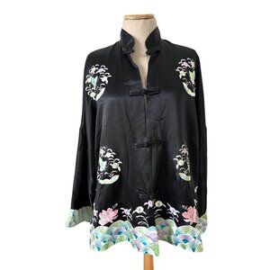 Vtg Victorias Secret Womens Sz S Silk Embroidered Kimono Jacket Floral/Butterfly